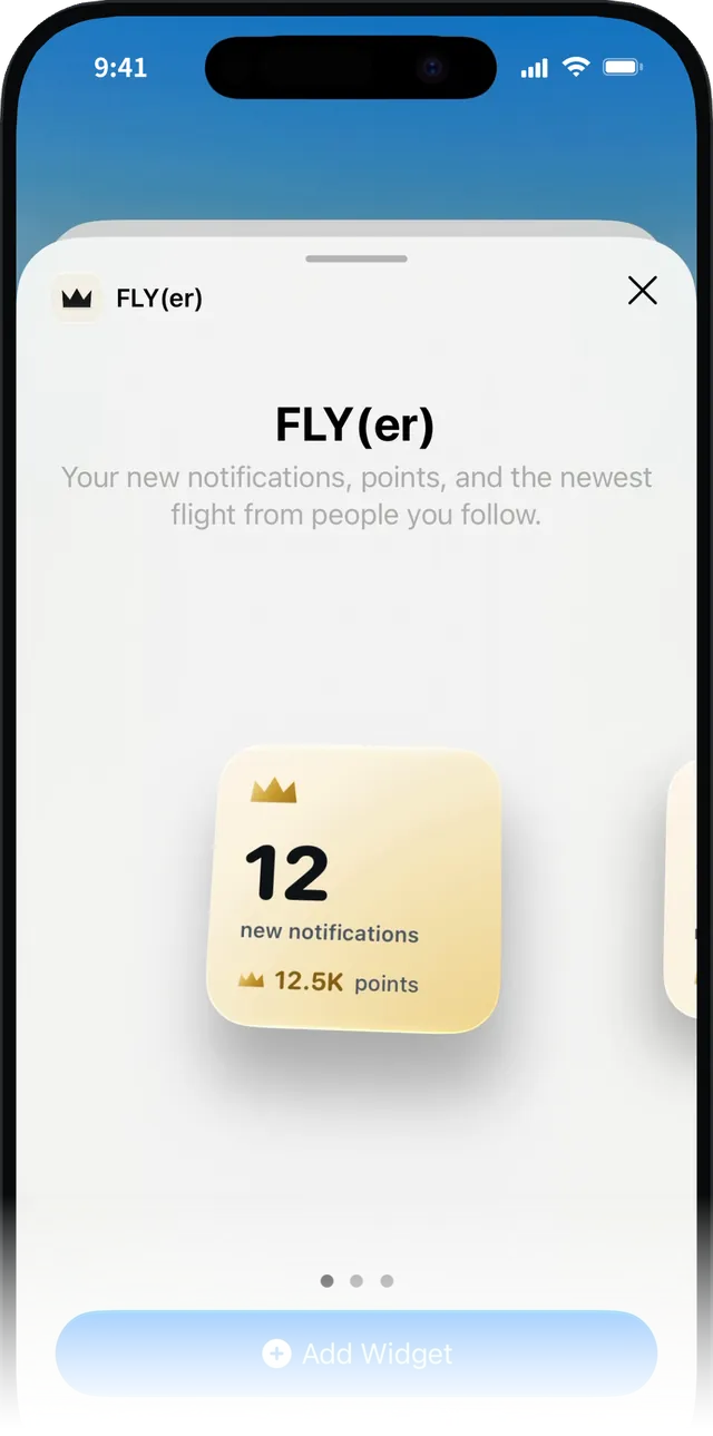 A FLY(er) widget on the iPhone Home Screen